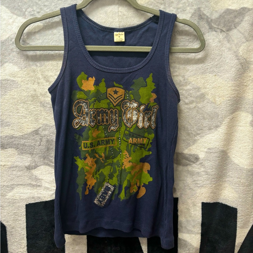 Y2K Army Girl Mcbling Tank Top